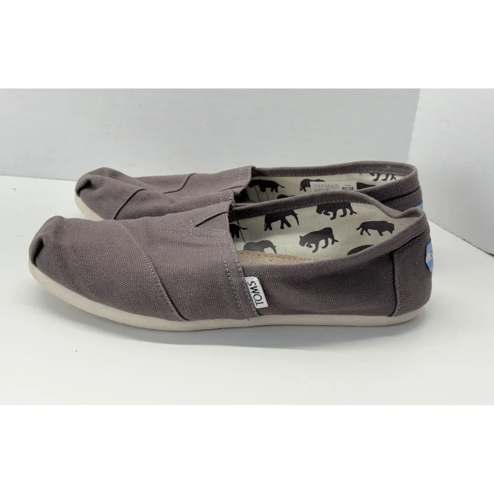 Toms Classics Ash Gray‎ Women's Size 7W Slip On Casual Canvas Flat Shoes